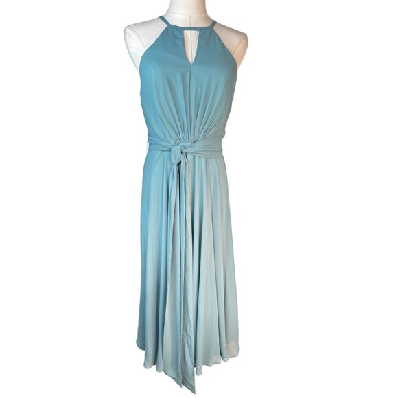 NWT Ever Pretty Large Light Blue Halter Chiffon Midi Dress - Picture 5 of 16